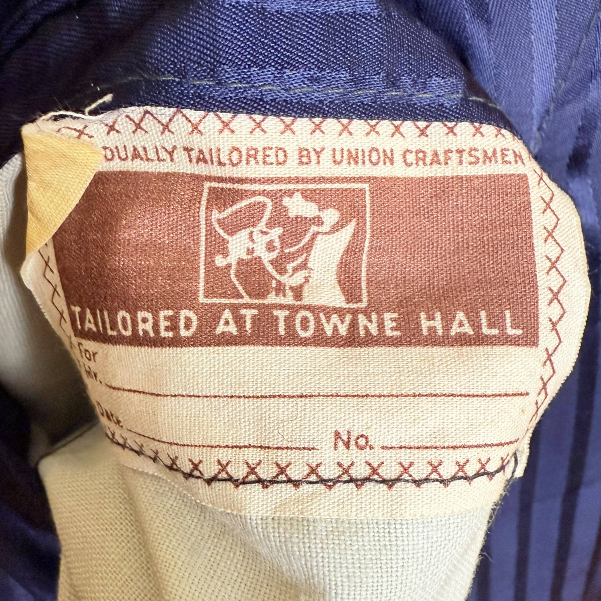 Vintage 1940s Mens Suit Jacket Blue Wool Worsted Size L