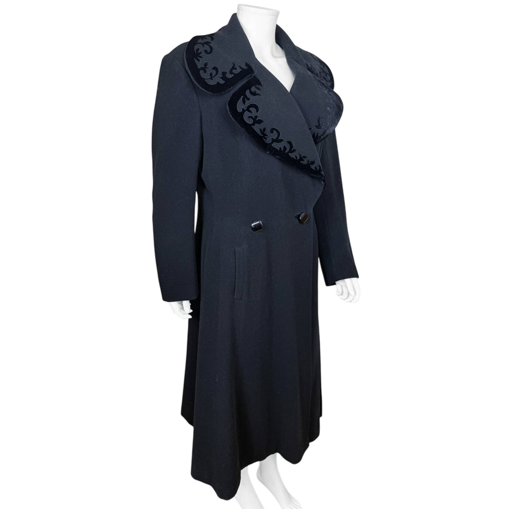 Vintage 1940s Coat Black Wool Princess Style Women’s Size L