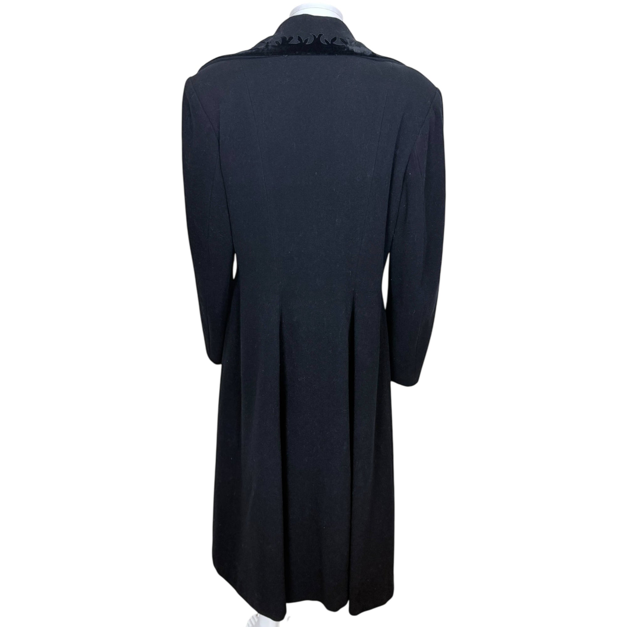 Vintage 1940s Coat Black Wool Princess Style Women’s Size L