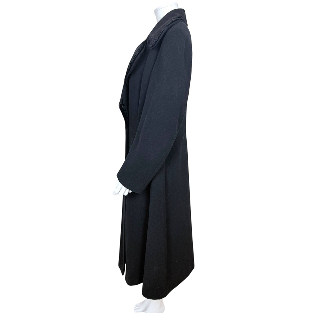 Vintage 1940s Coat Black Wool Princess Style Women’s Size L
