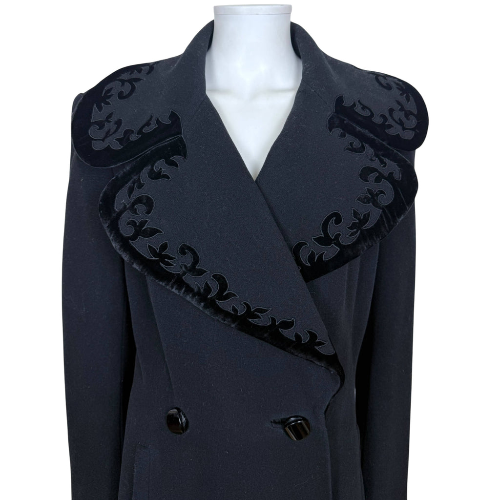 Vintage 1940s Coat Black Wool Princess Style Women’s Size L