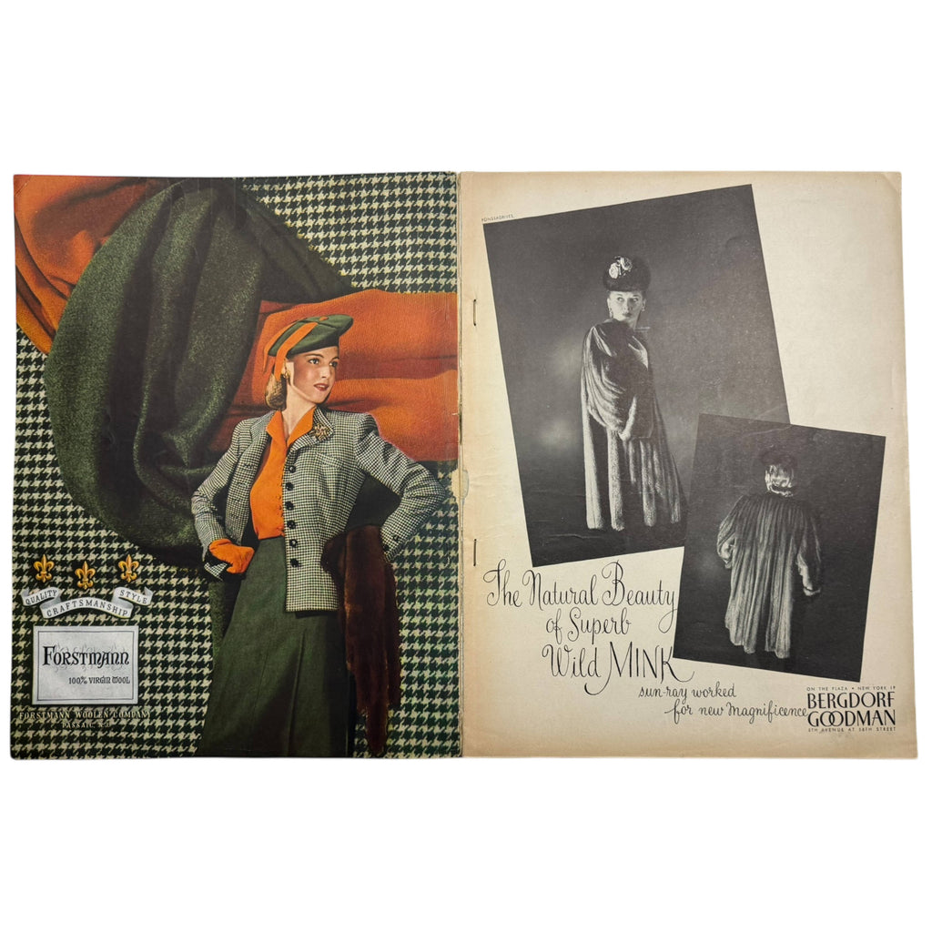 WWII Vintage Vogue Magazine October 15 1944 Issue Paris Haute Couture, Picasso in Paris, Hattie Carnegie