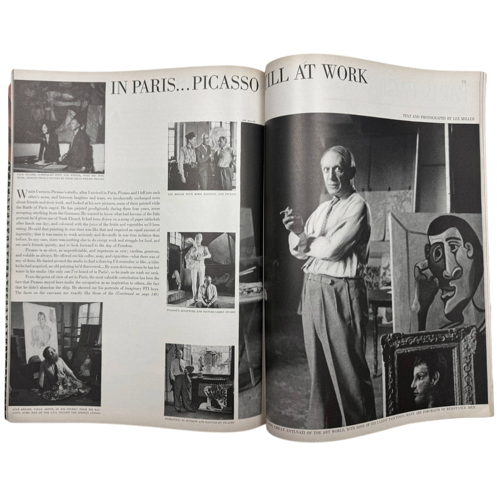 WWII Vintage Vogue Magazine October 15 1944 Issue Paris Haute Couture, Picasso in Paris, Hattie Carnegie
