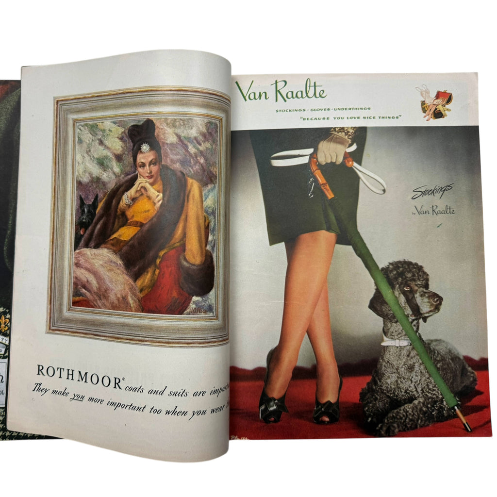 WWII Vintage Vogue Magazine October 15 1944 Issue Paris Haute Couture, Picasso in Paris, Hattie Carnegie