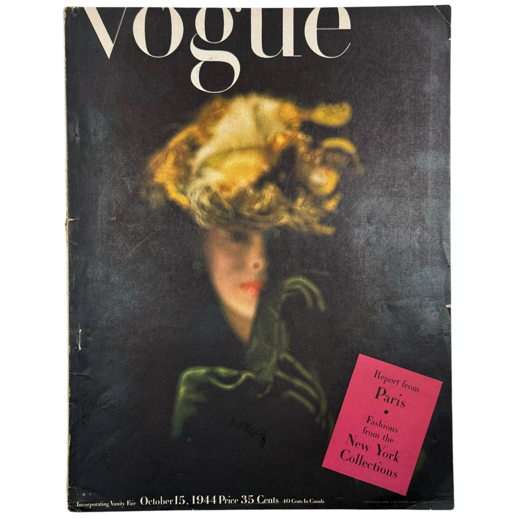 WWII Vintage Vogue Magazine October 15 1944 Issue Paris Haute Couture, Picasso in Paris, Hattie Carnegie