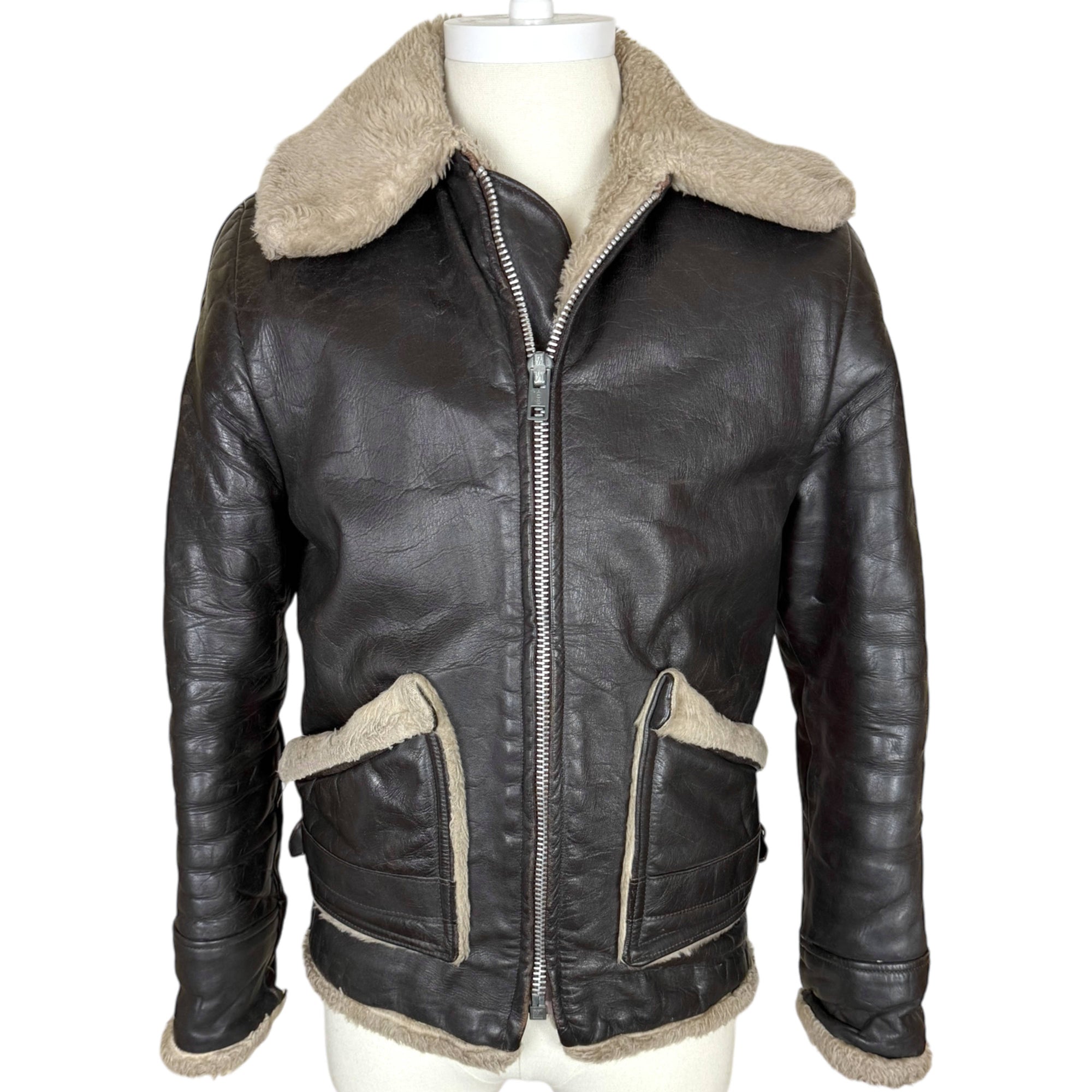 Vintage 1950s Leather Bomber Jacket British Mfg Montreal S