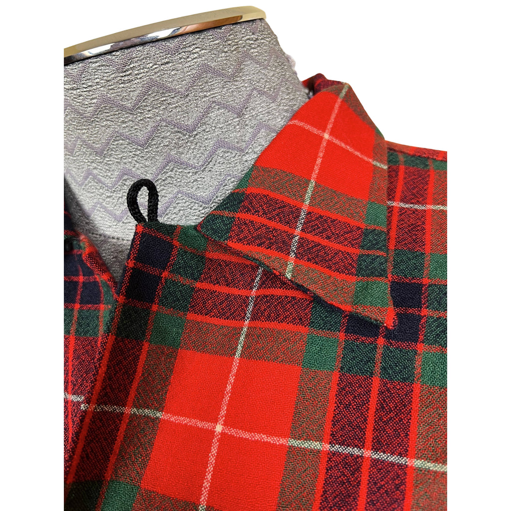 Vintage 1950s Plaid Wool Shirt w Neck Loop Carlyle Worsted L