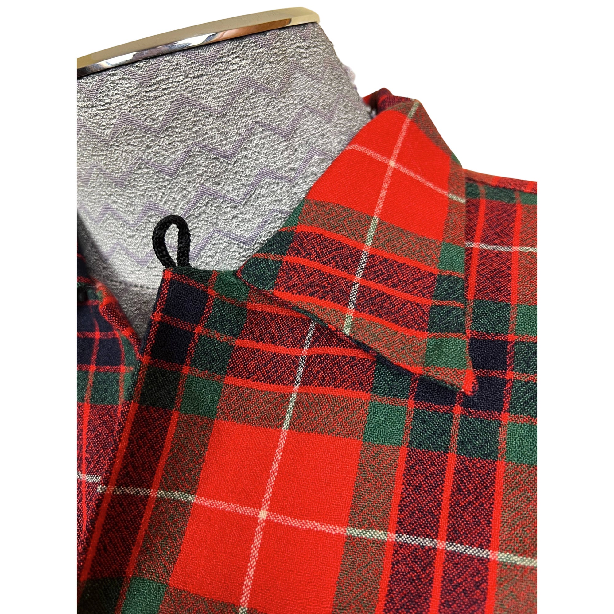 Vintage 1950s Plaid Wool Shirt w Neck Loop Carlyle Worsted L