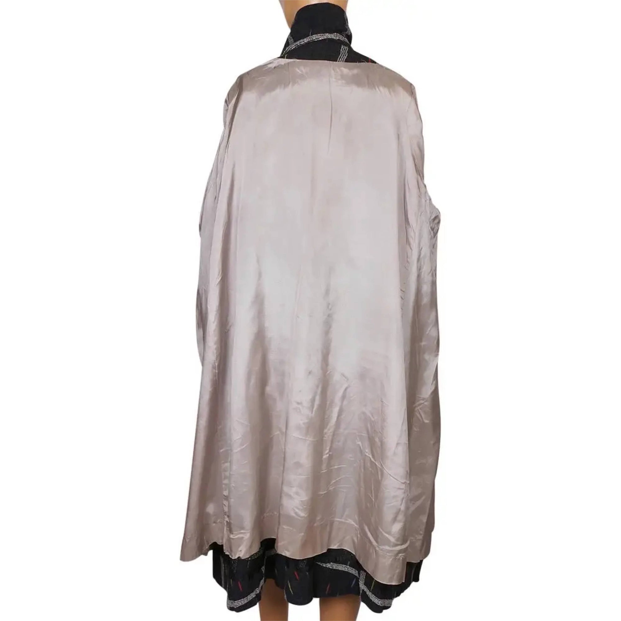 Vintage 1950s Swing Coat Checked Grey Wool w Flecks Ladies L