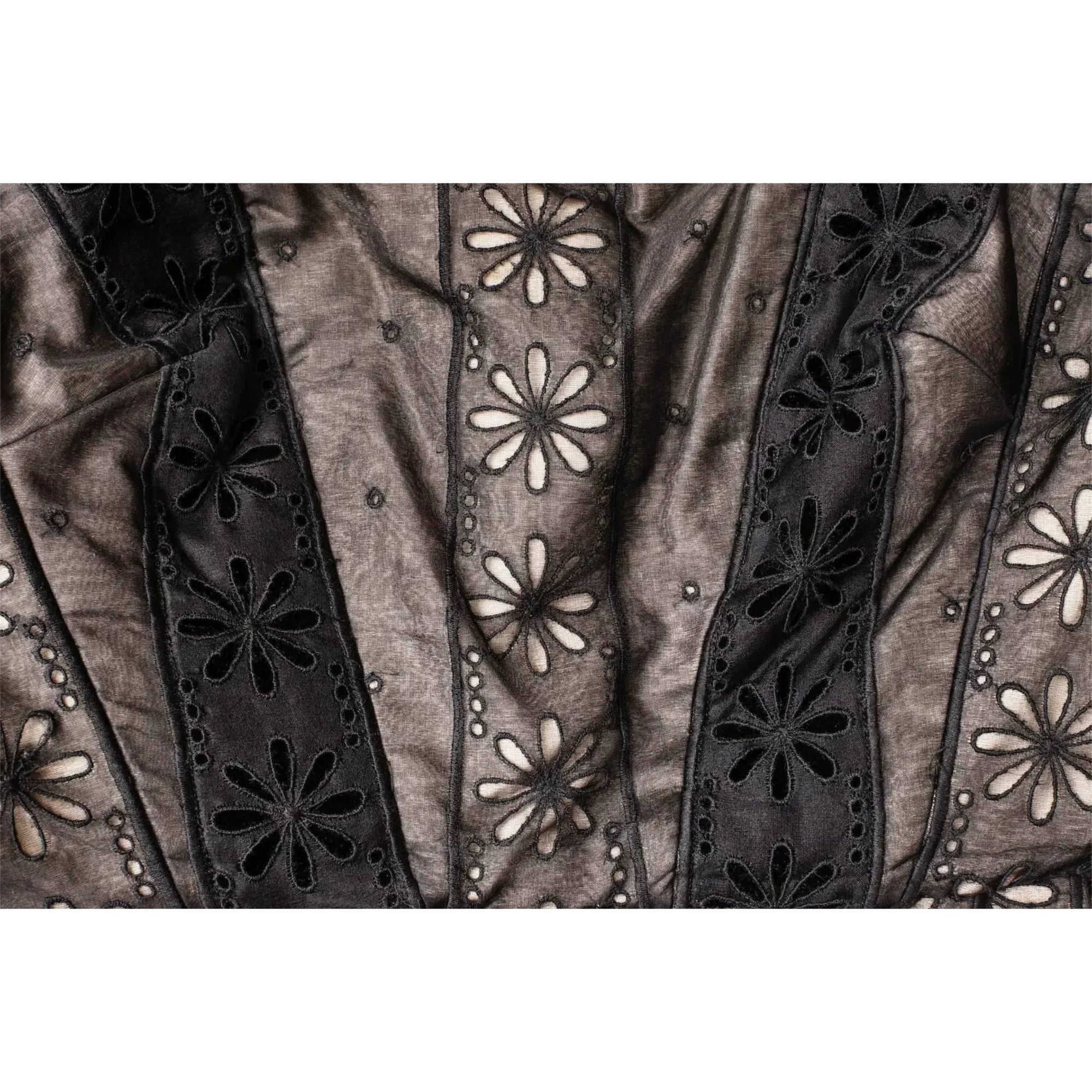 Vintage 1950s Dress Black Silk Eyelet Organza Size M