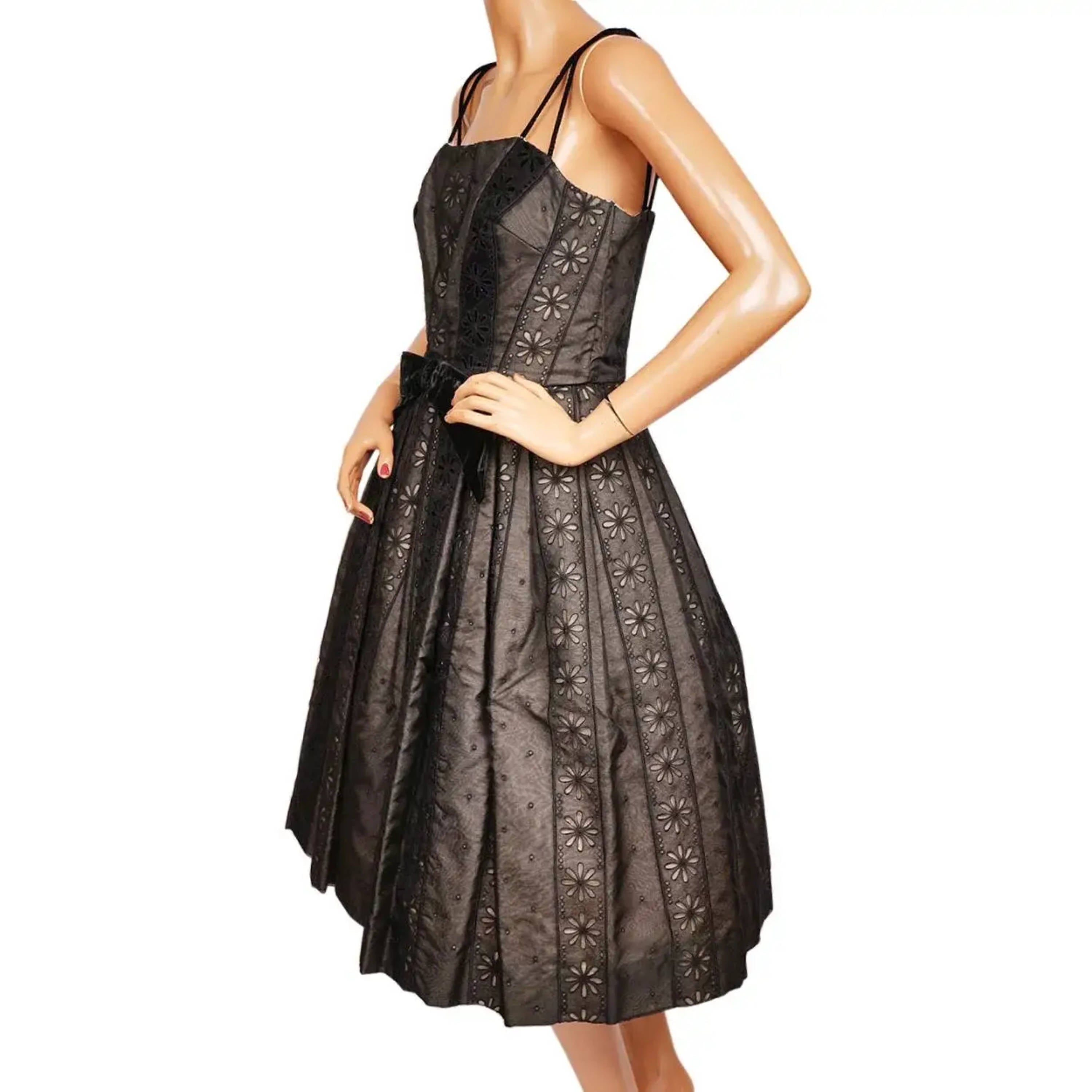 1930s Black Velvet Dress with Full Skirt