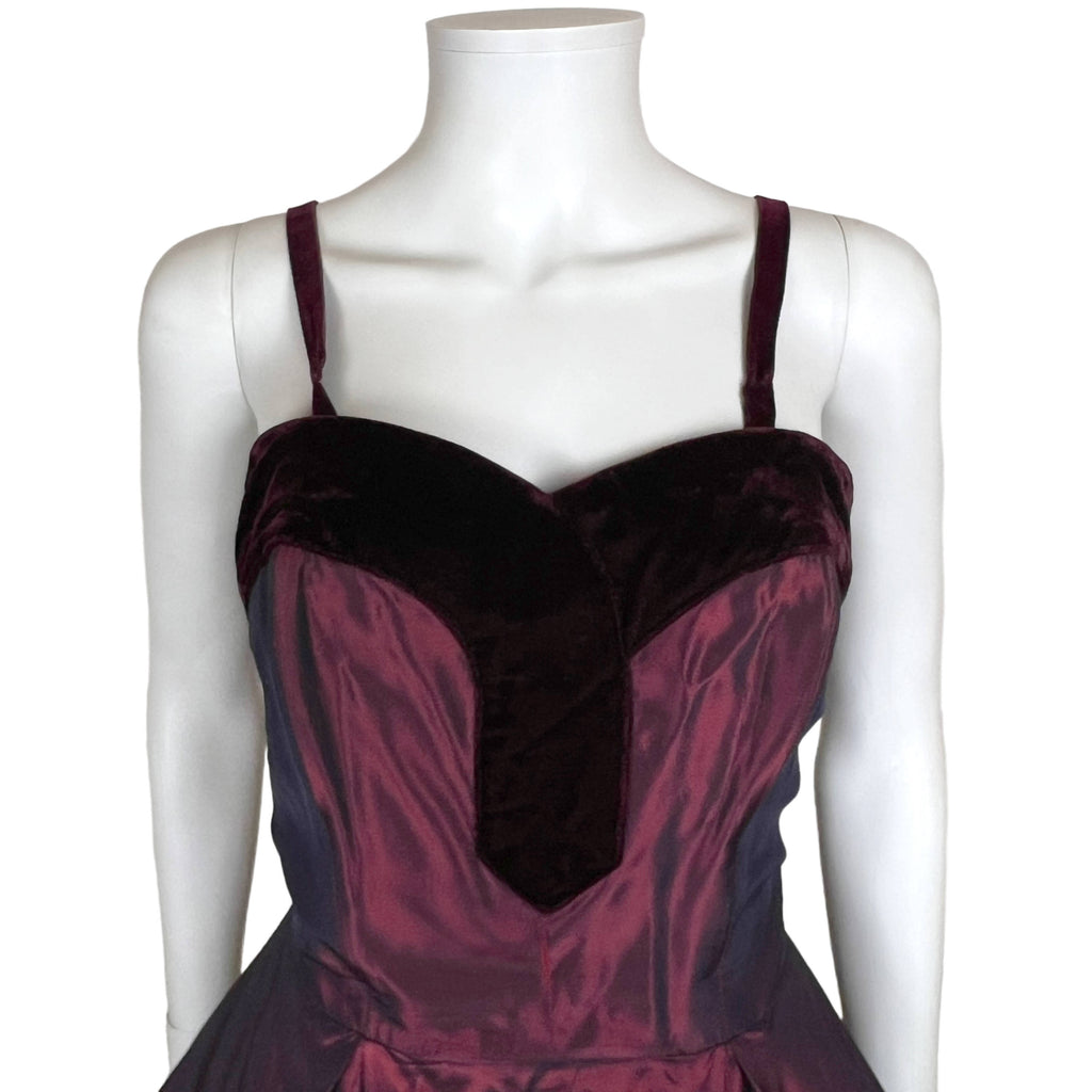 Vintage 1950s Dress with Jacket Purple Taffeta Size M