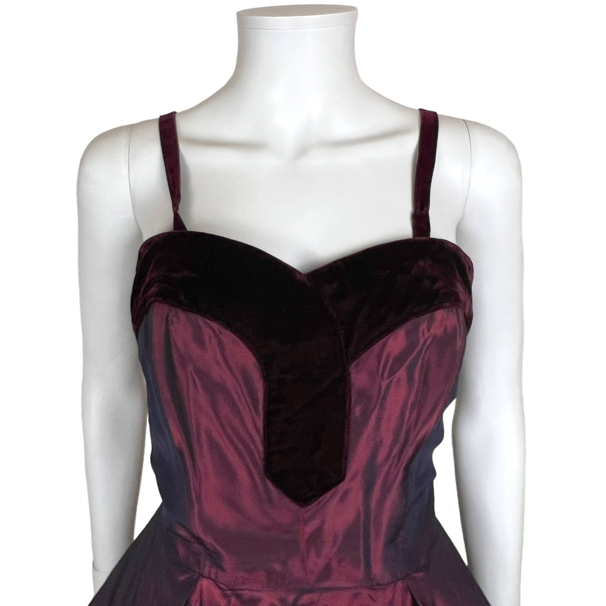 Vintage 1950s Dress with Jacket Purple Taffeta Size M