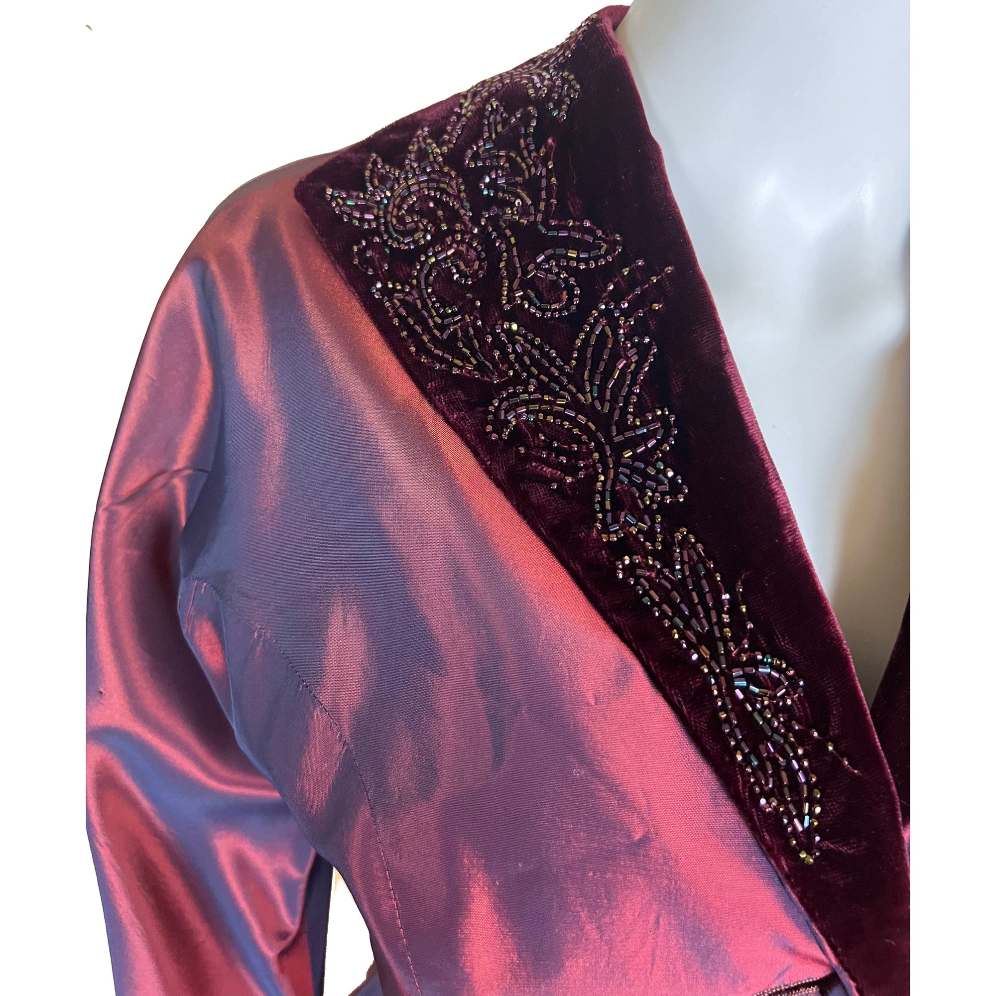 Vintage 1950s Dress with Jacket Purple Taffeta Size M