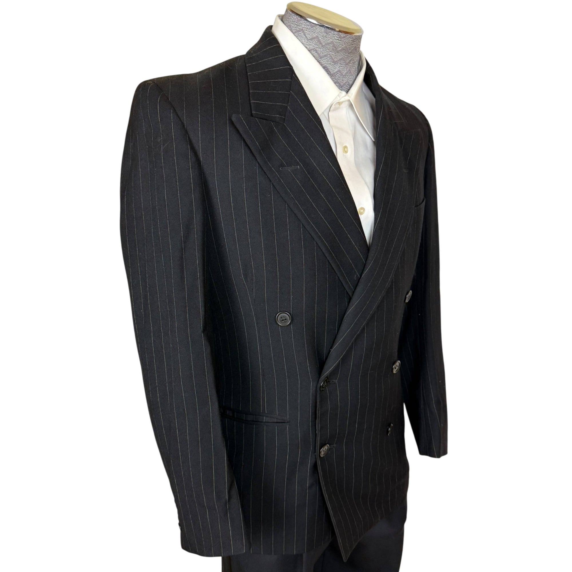 Vintage 1951 pinstripe suit jacket with six-button double-breasted front