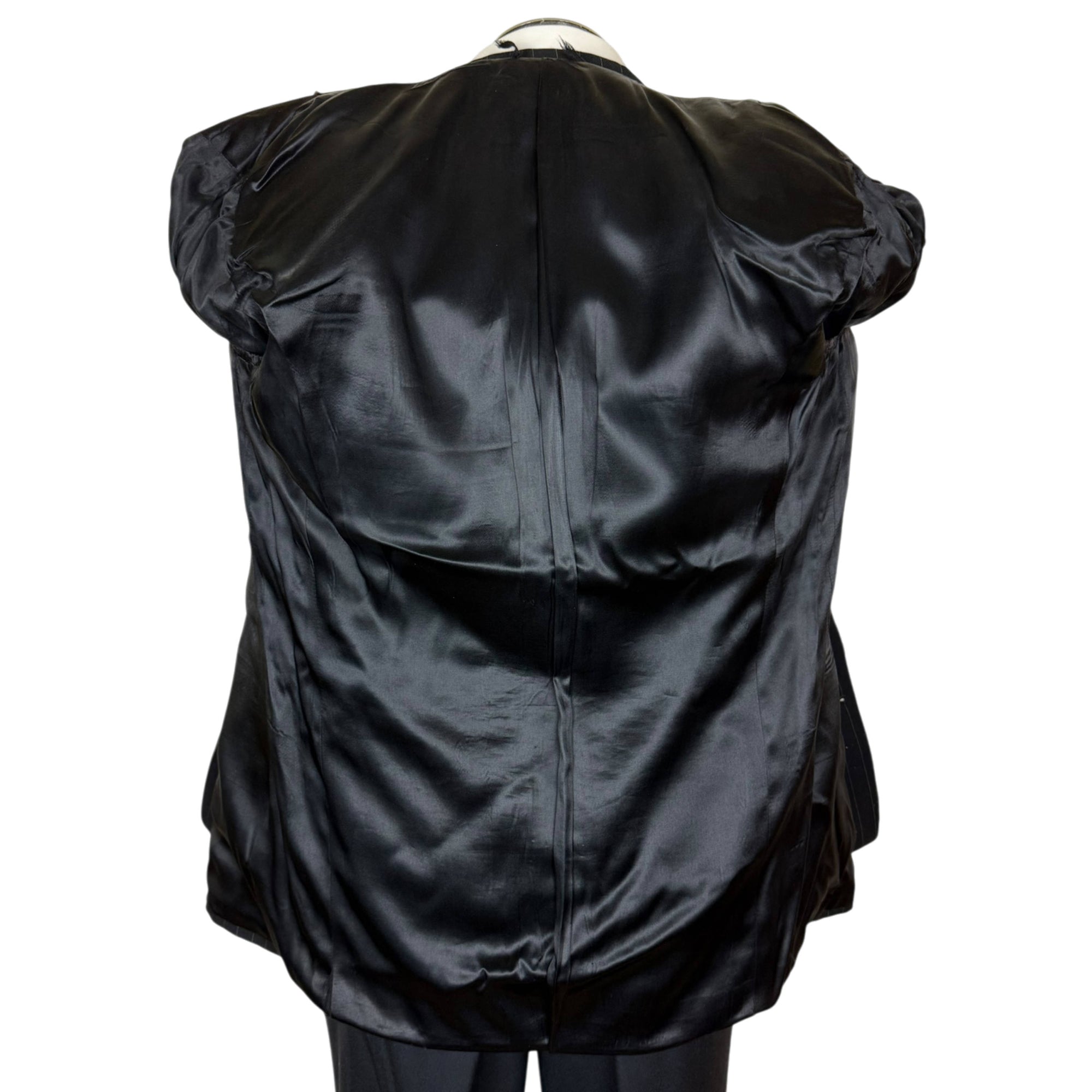 Black lining inside vintage 1951 Progress Brand suit jacket
