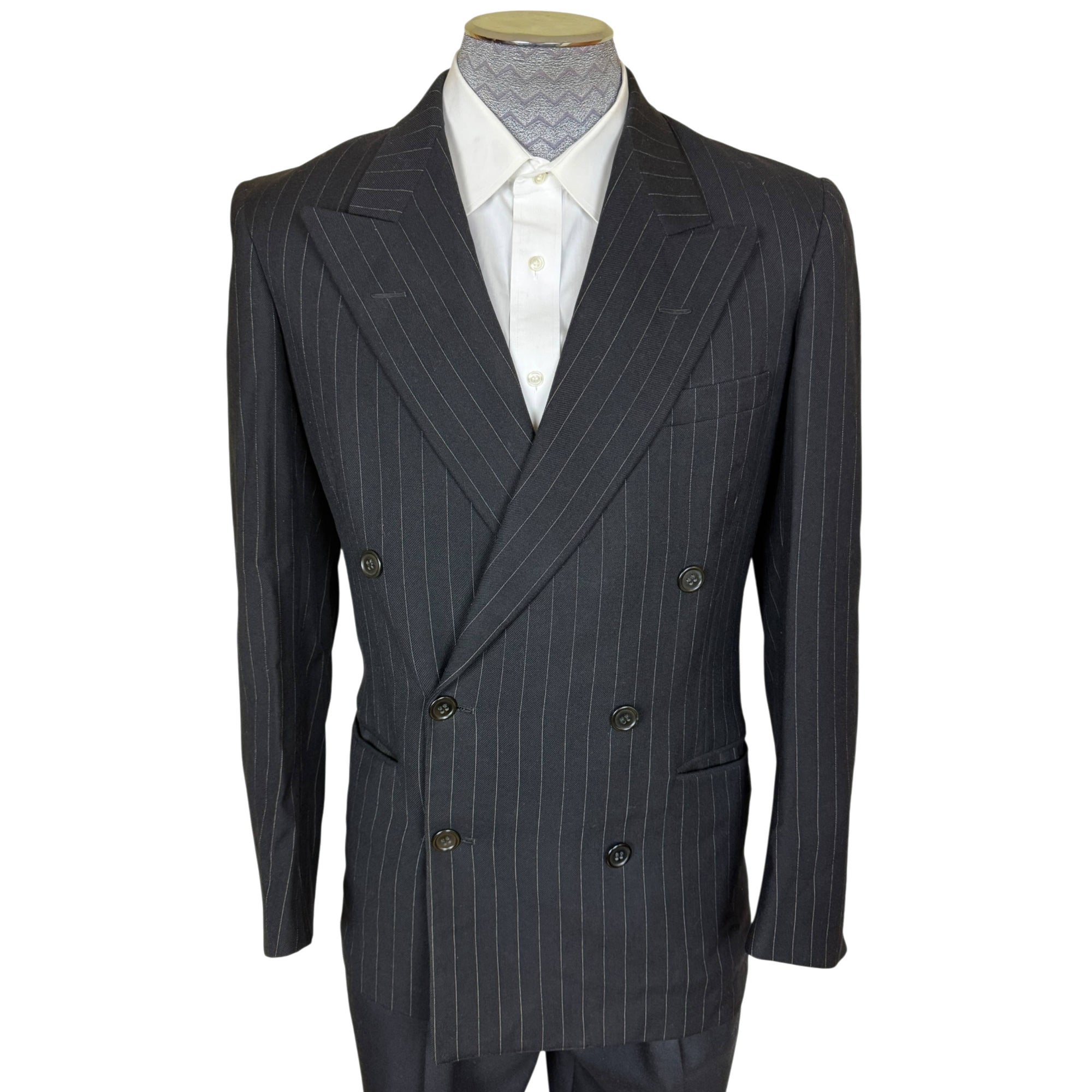 1951 Progress Brand double-breasted pinstripe men's suit jacket