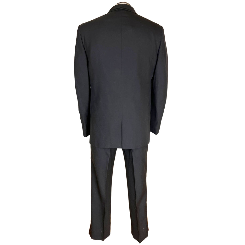 Vintage 1960s Tuxedo Suit Satin Trim Shawl Lapels Sz M