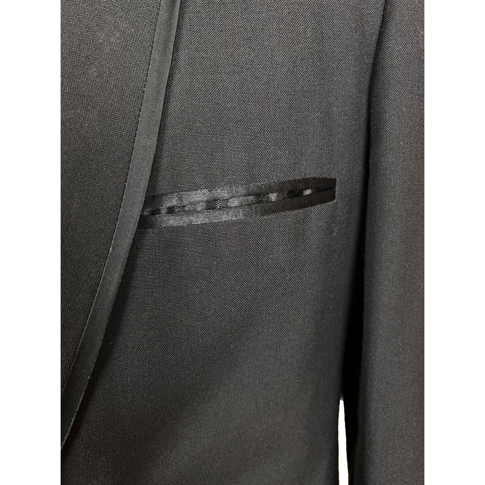 Vintage 1960s Tuxedo Suit Satin Trim Shawl Lapels Sz M