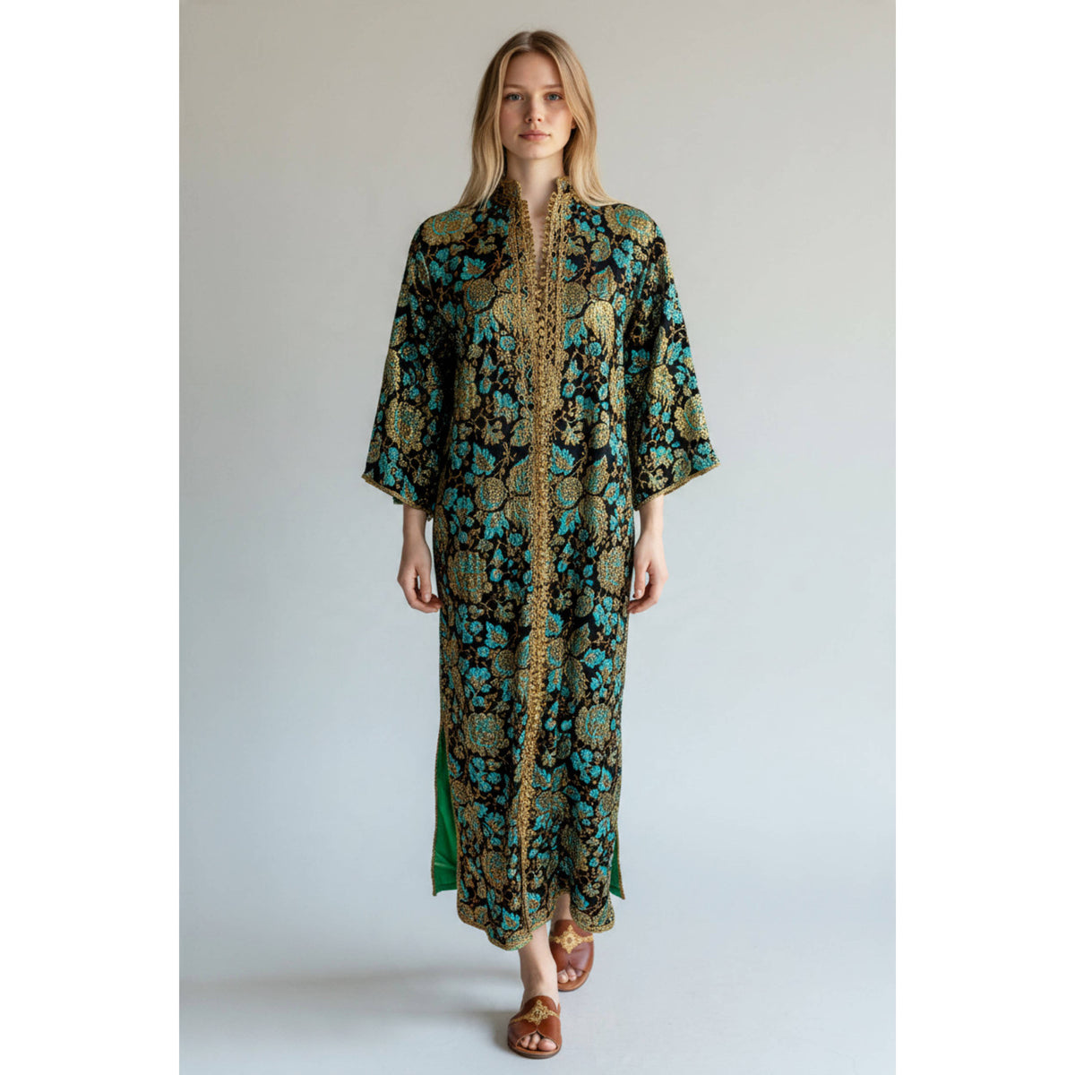 AI Generated model wearing vintage 1960s Moroccan kaftan