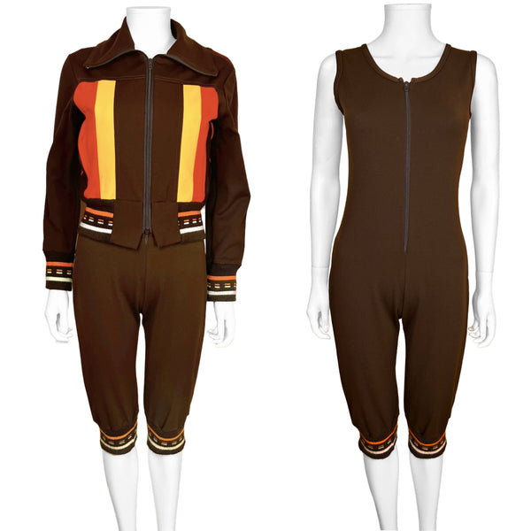 Vintage 1970s Ski Suit Jacket w Body Suit Ladies Size S