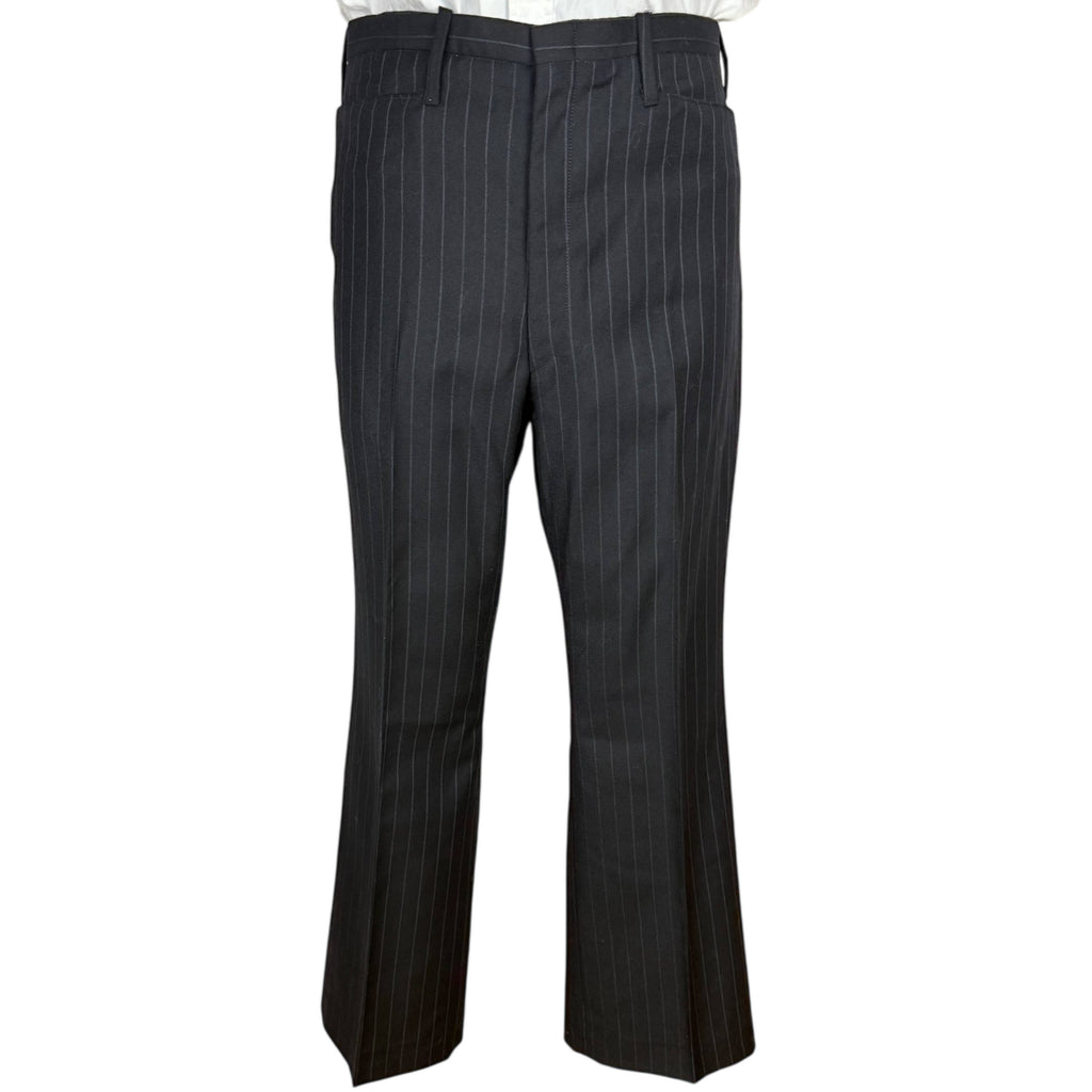 Vintage 1970s Suit Double Breasted Grey Pinstriped Black Mens Sz M