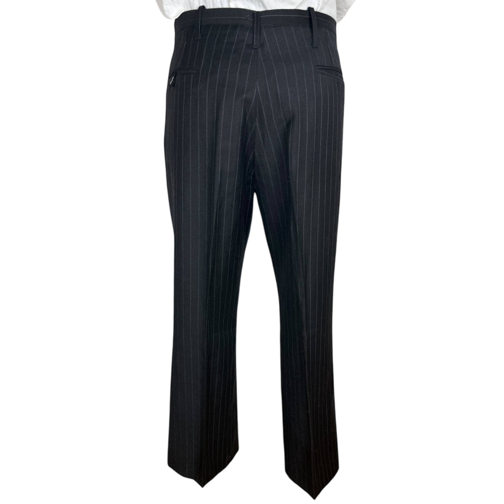 Vintage 1970s Suit Double Breasted Grey Pinstriped Black Mens Sz M