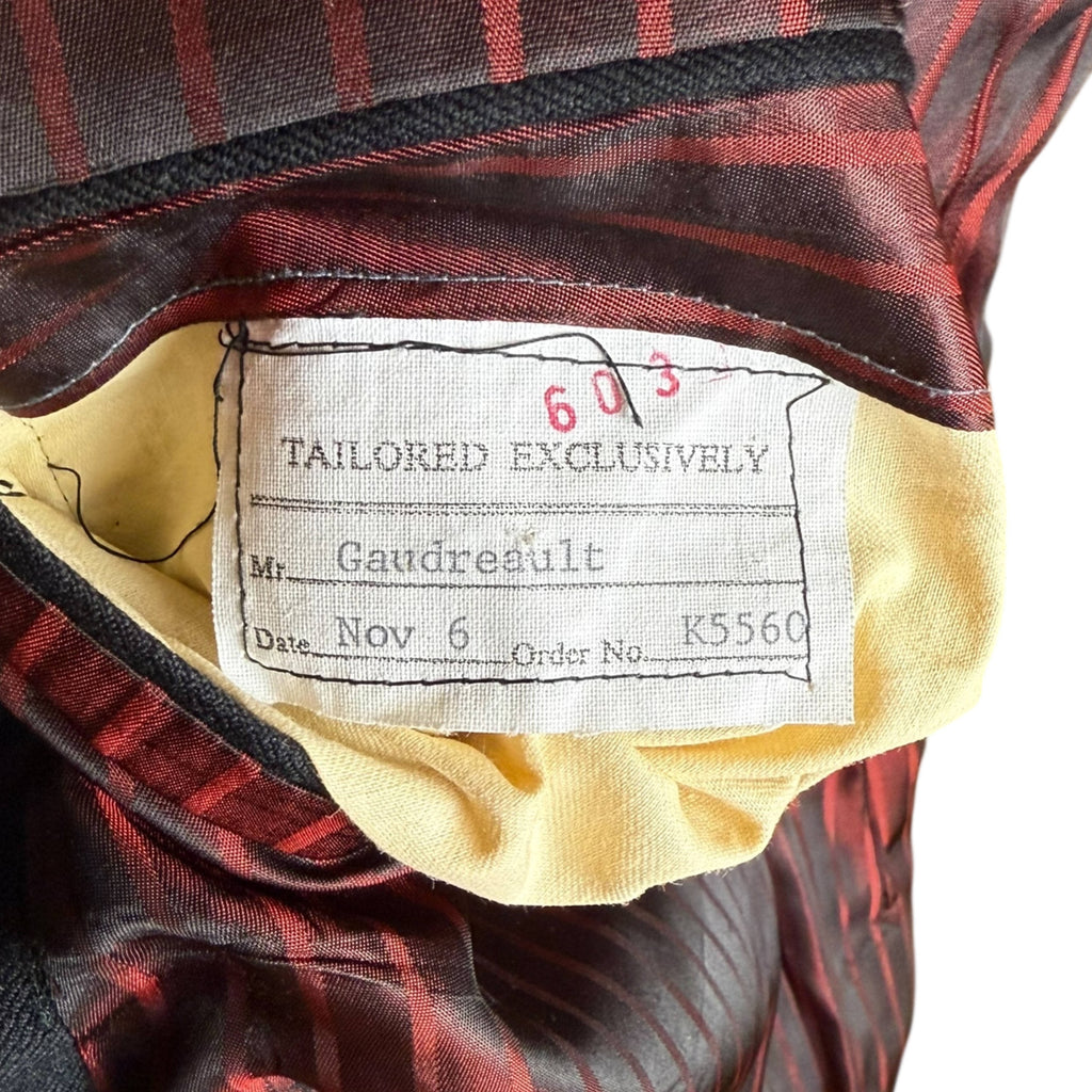 Vintage 1970s Suit Double Breasted Grey Pinstriped Black Mens Sz M