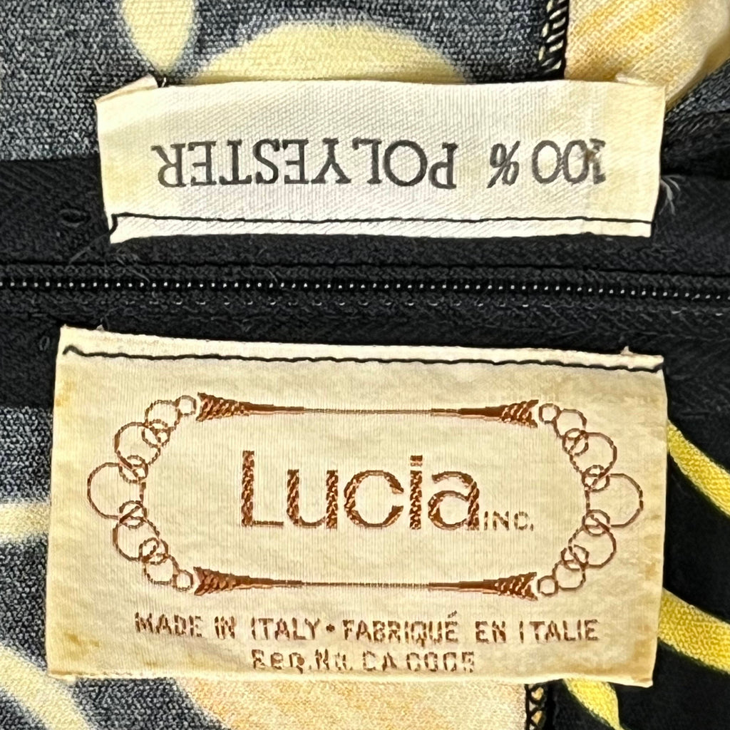 Vintage 70s Floral Polyester Dress Bare Midriff Lucia Italy