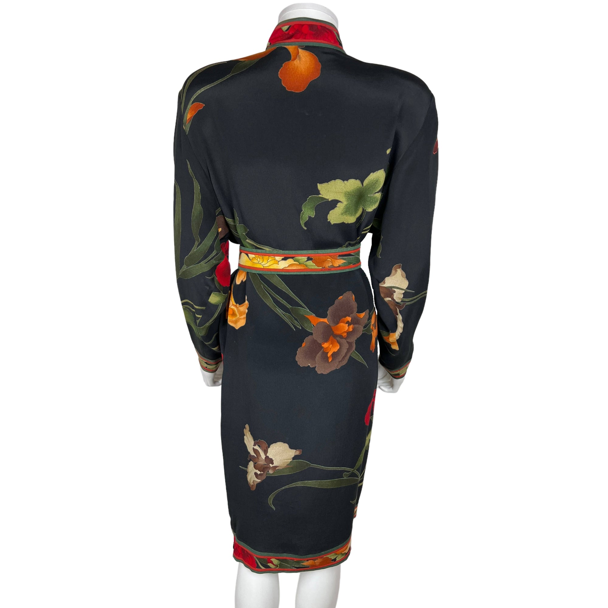 Vintage Leonard Paris Dress 1980s Silk Floral Print Size M L