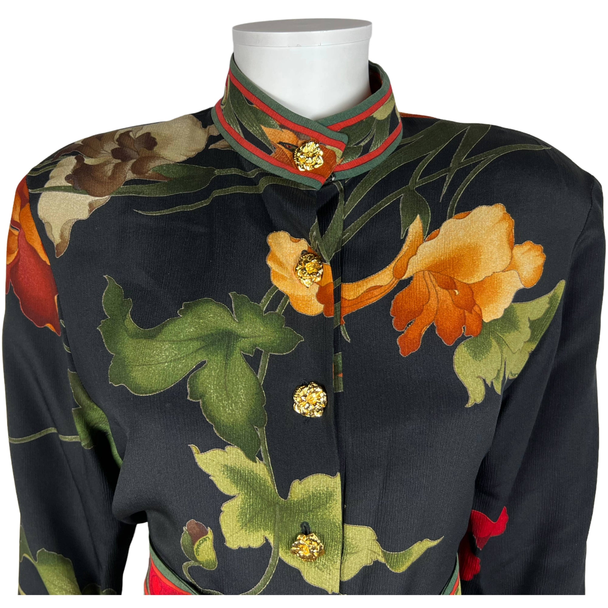 Vintage Leonard Paris Dress 1980s Silk Floral Print Size M L