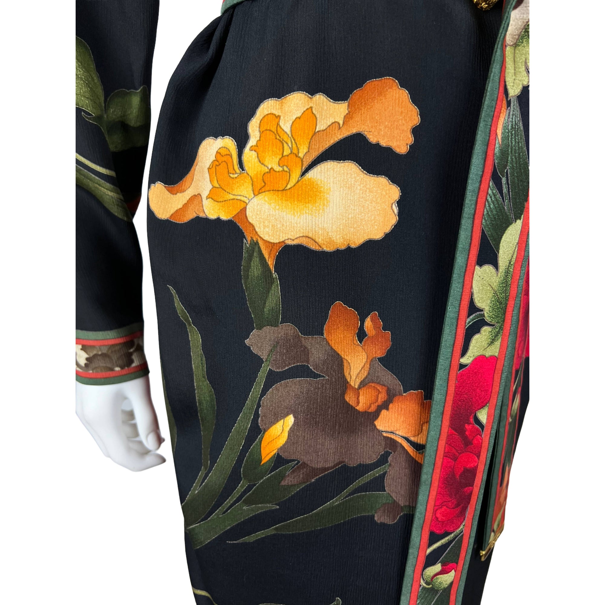 Vintage Leonard Paris Dress 1980s Silk Floral Print Size M L