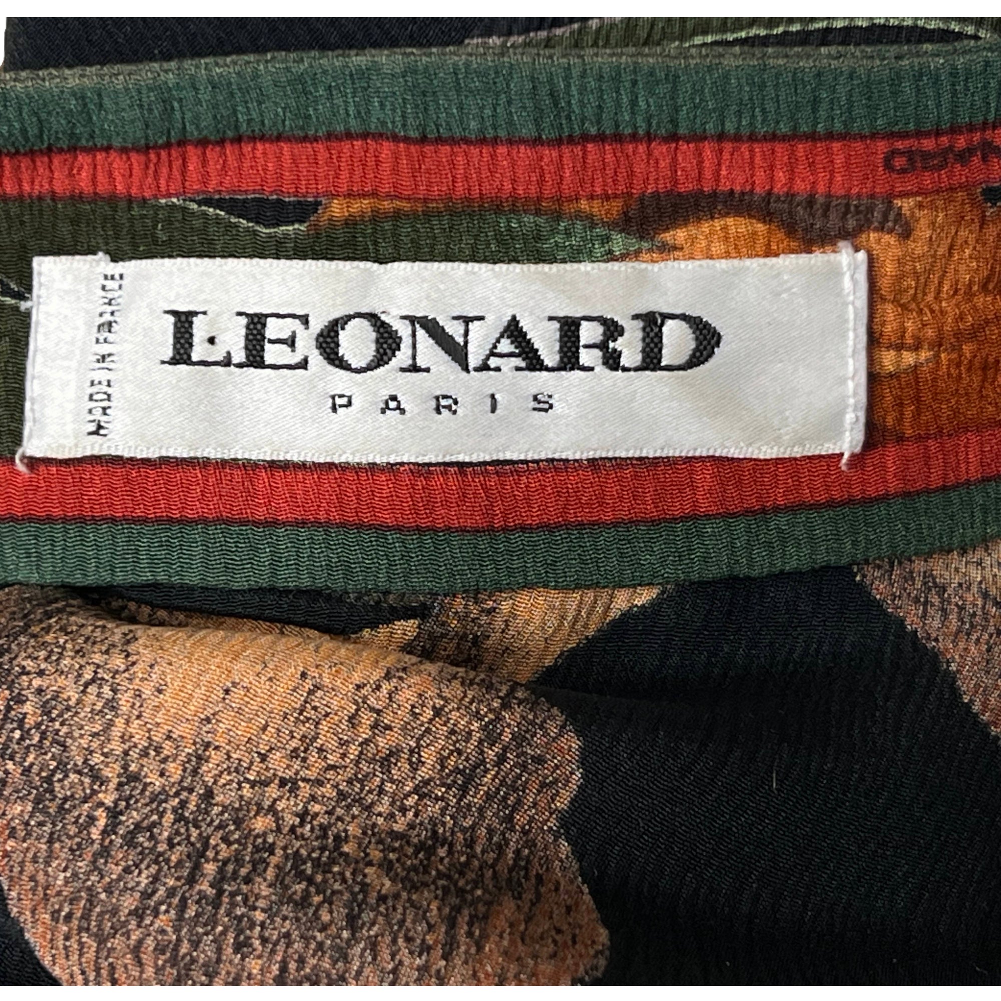 Vintage Leonard Paris Dress 1980s Silk Floral Print Size M L