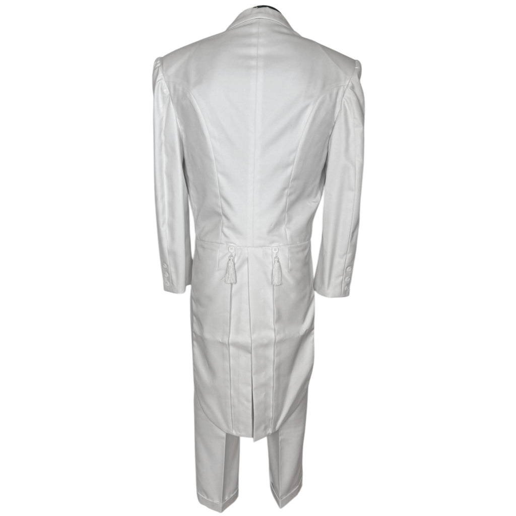 1980s White Formal Suit New Wave 3 Piece Tails Tuxedo Jacket