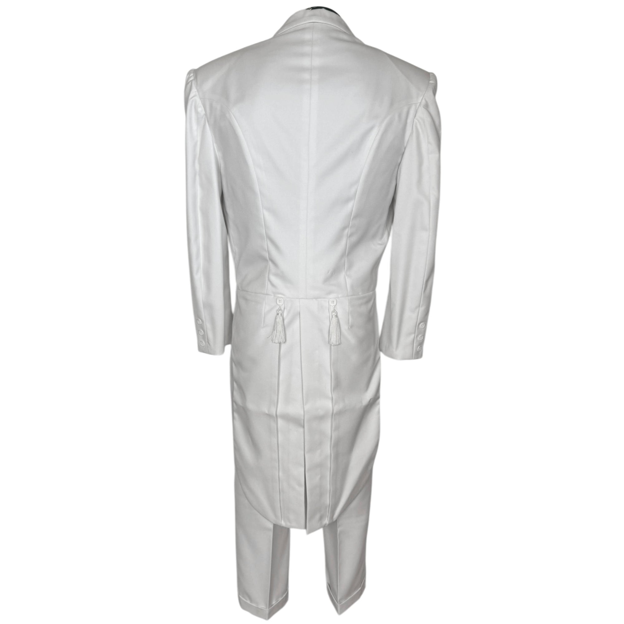 1980s White Formal Suit New Wave 3 Piece Tails Tuxedo Jacket