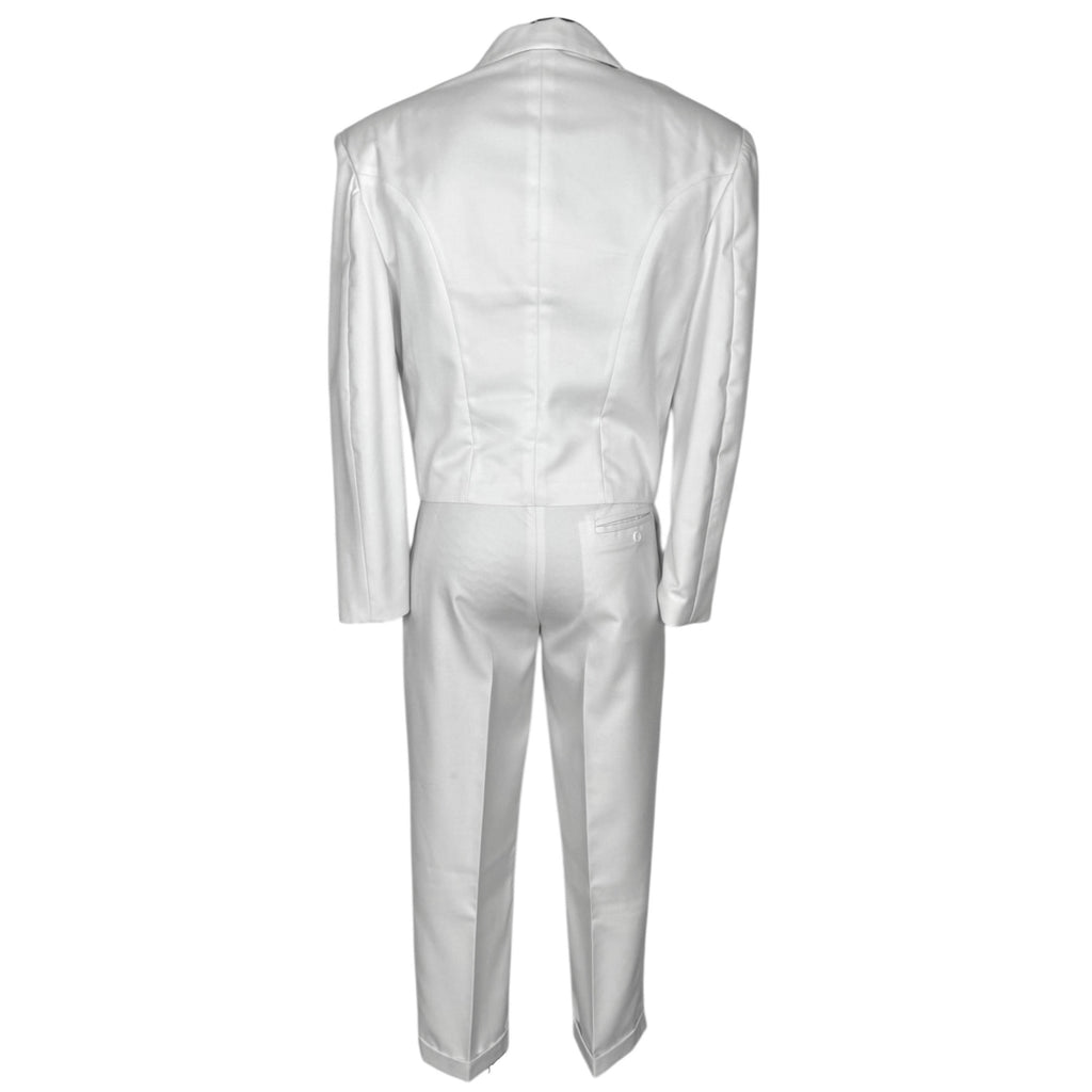 1980s White Formal Suit New Wave 3 Piece Tails Tuxedo Jacket