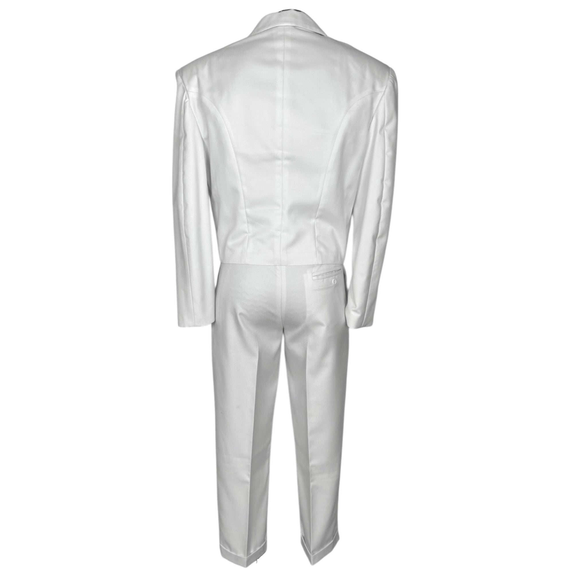 1980s White Formal Suit New Wave 3 Piece Tails Tuxedo Jacket
