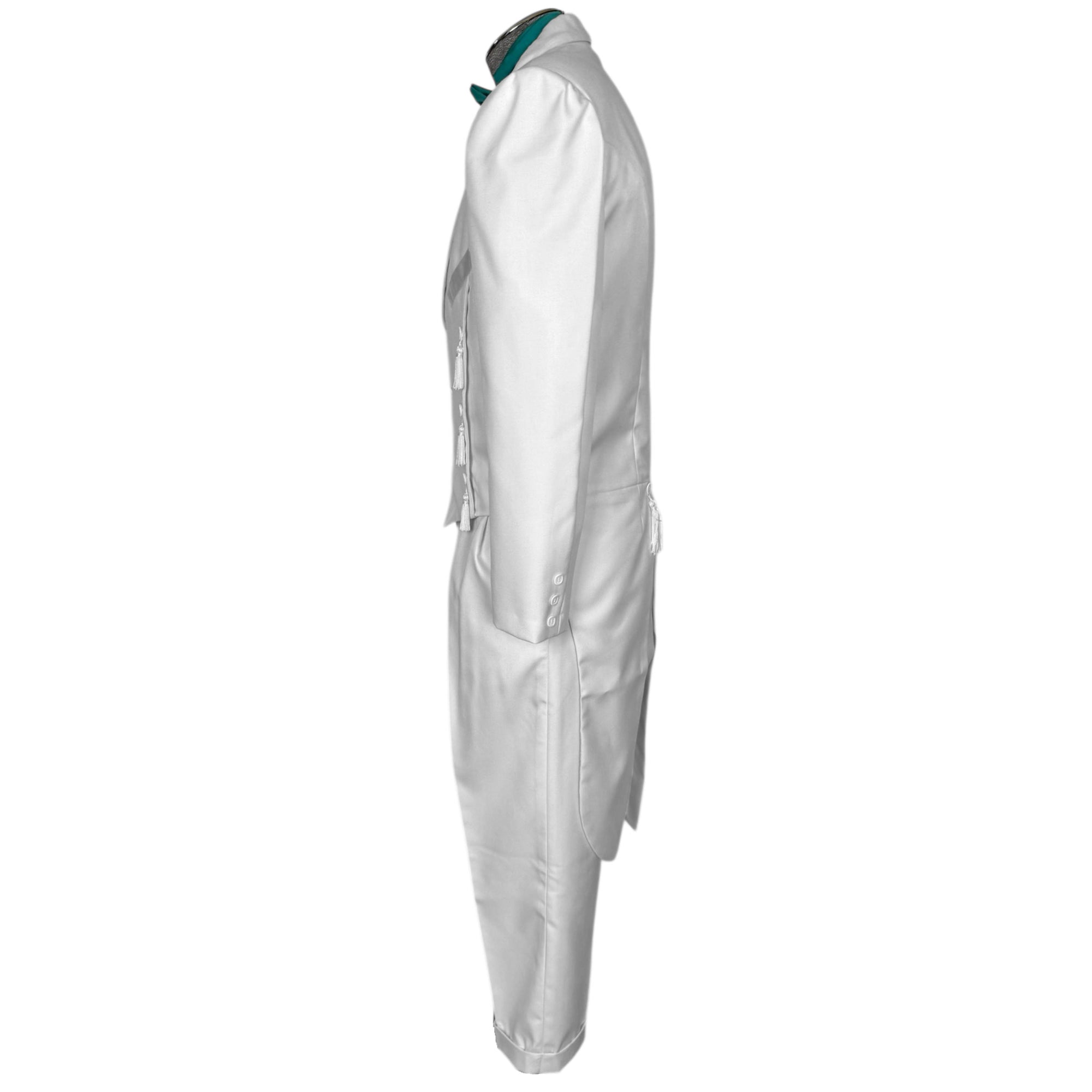 1980s White Formal Suit New Wave 3 Piece Tails Tuxedo Jacket