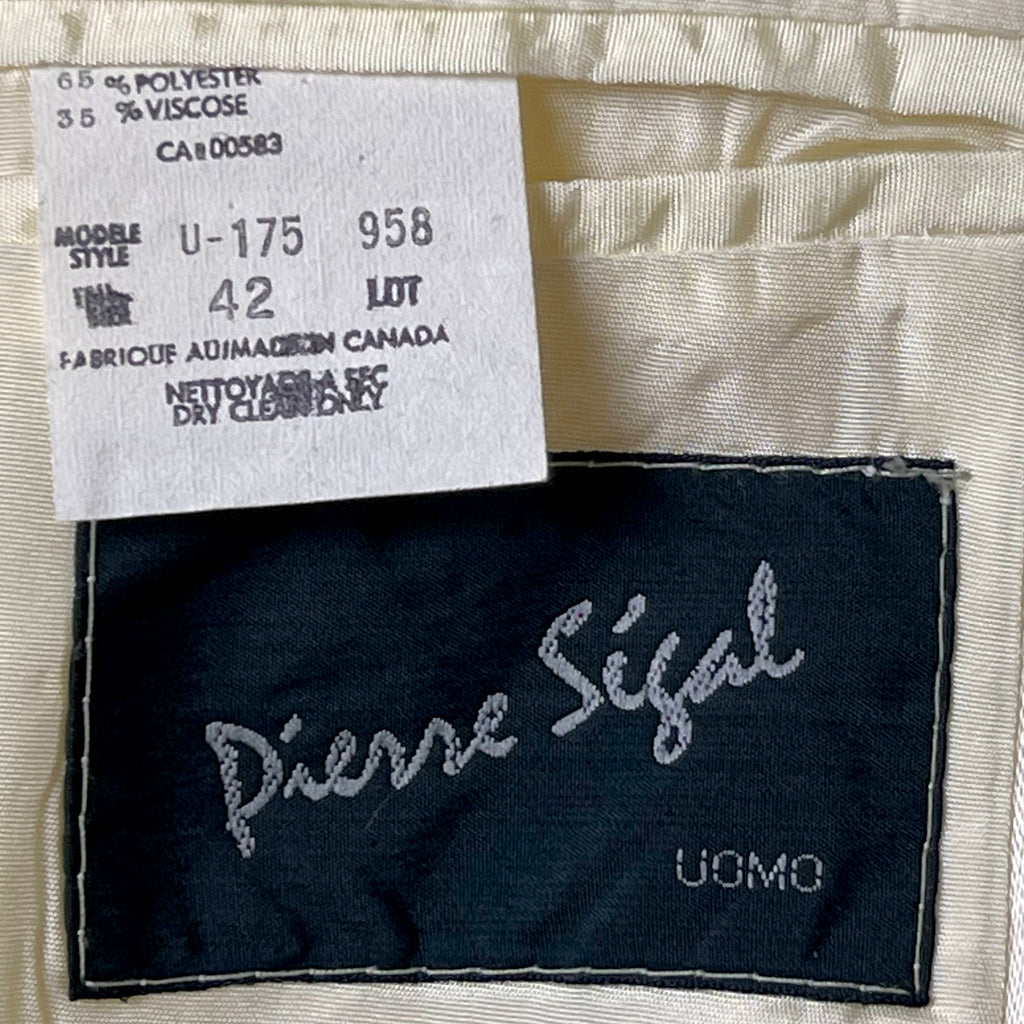 Vintage NWT 1980s White Tuxedo Size 42 Pierre Segal Paris