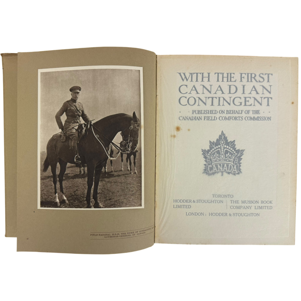 title page of WWI CEF Book With The First Contingent 