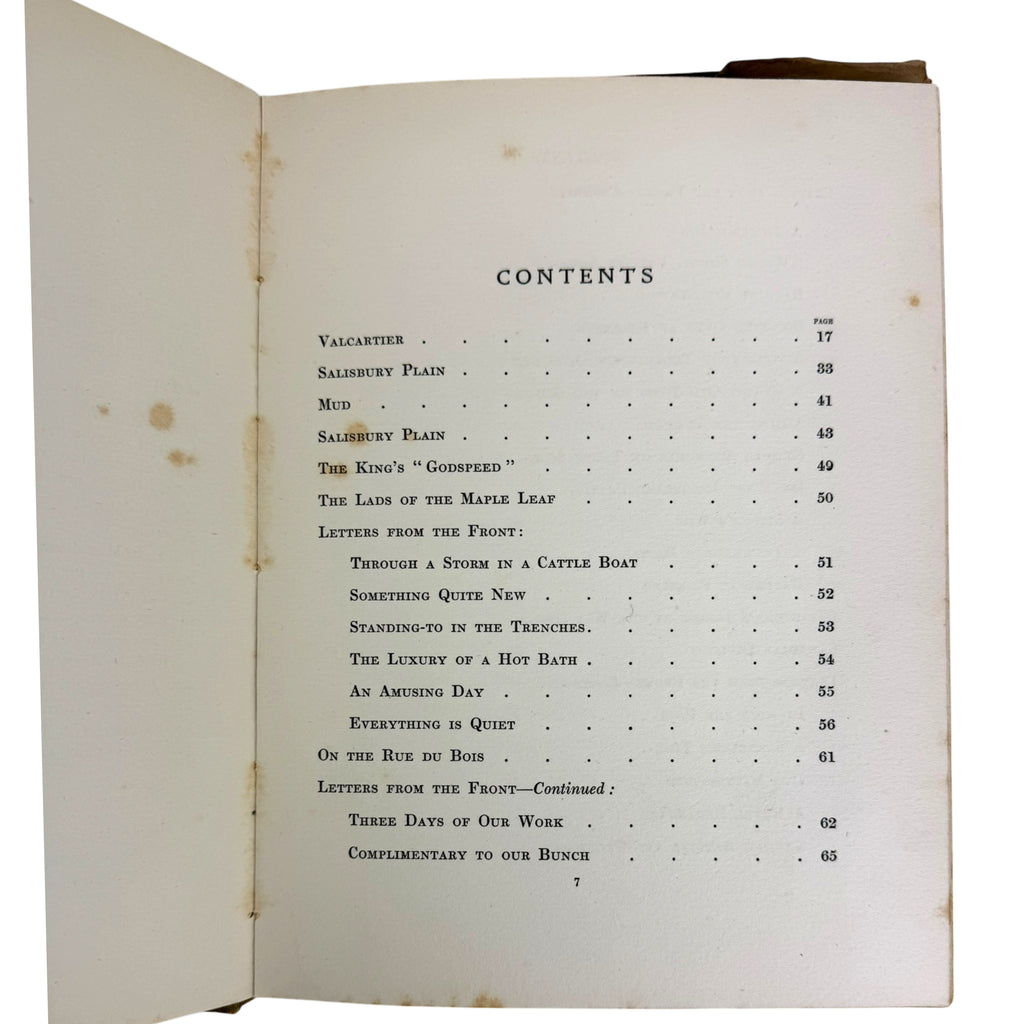 contents of WWI CEF Book With The First Contingent 