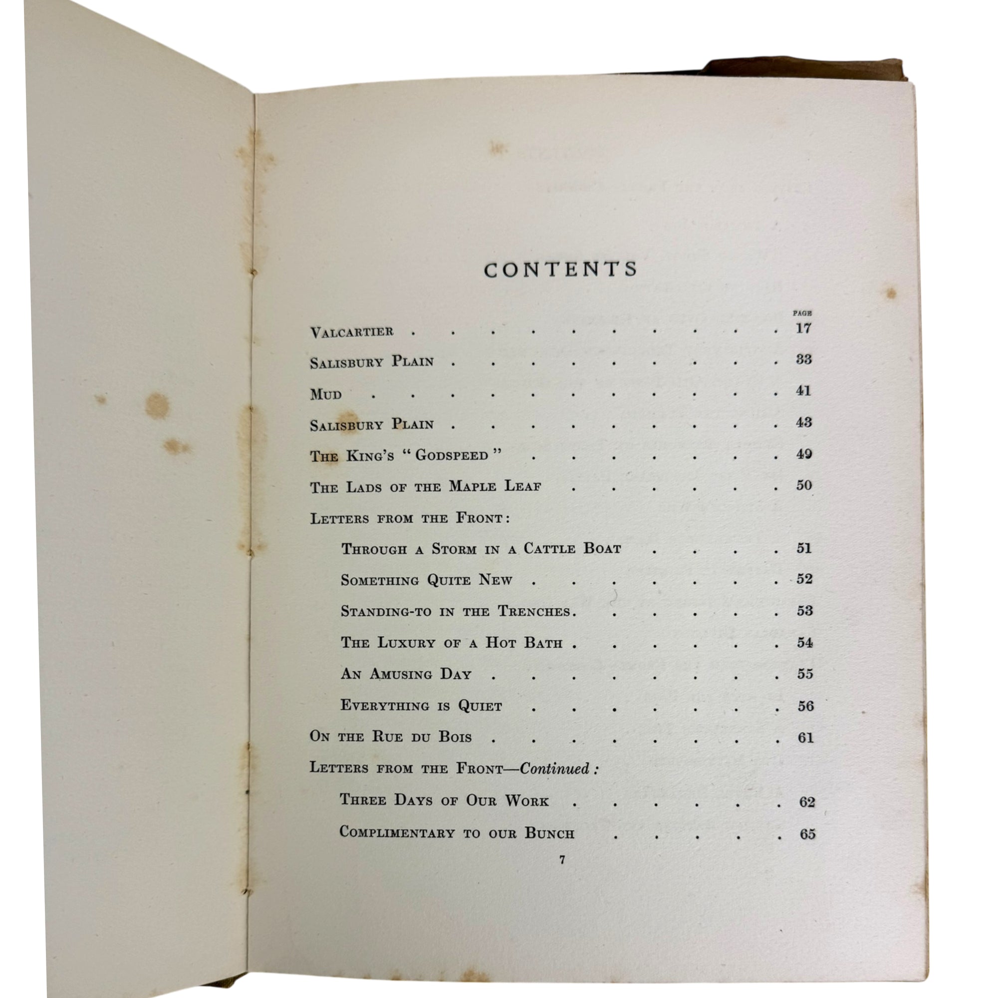 contents of WWI CEF Book With The First Contingent 