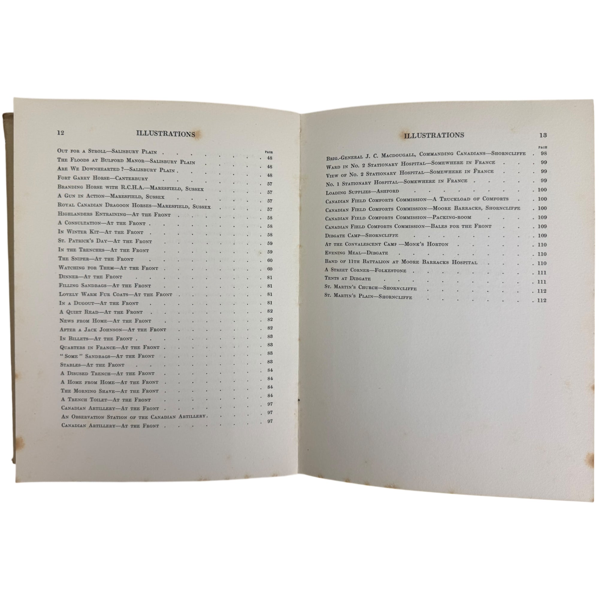illustrations listing of
 With The First Contingent 