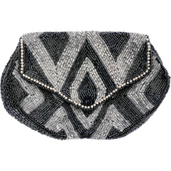 1920s Flapper Clutch Art Deco Beaded Evening Bag w Handle