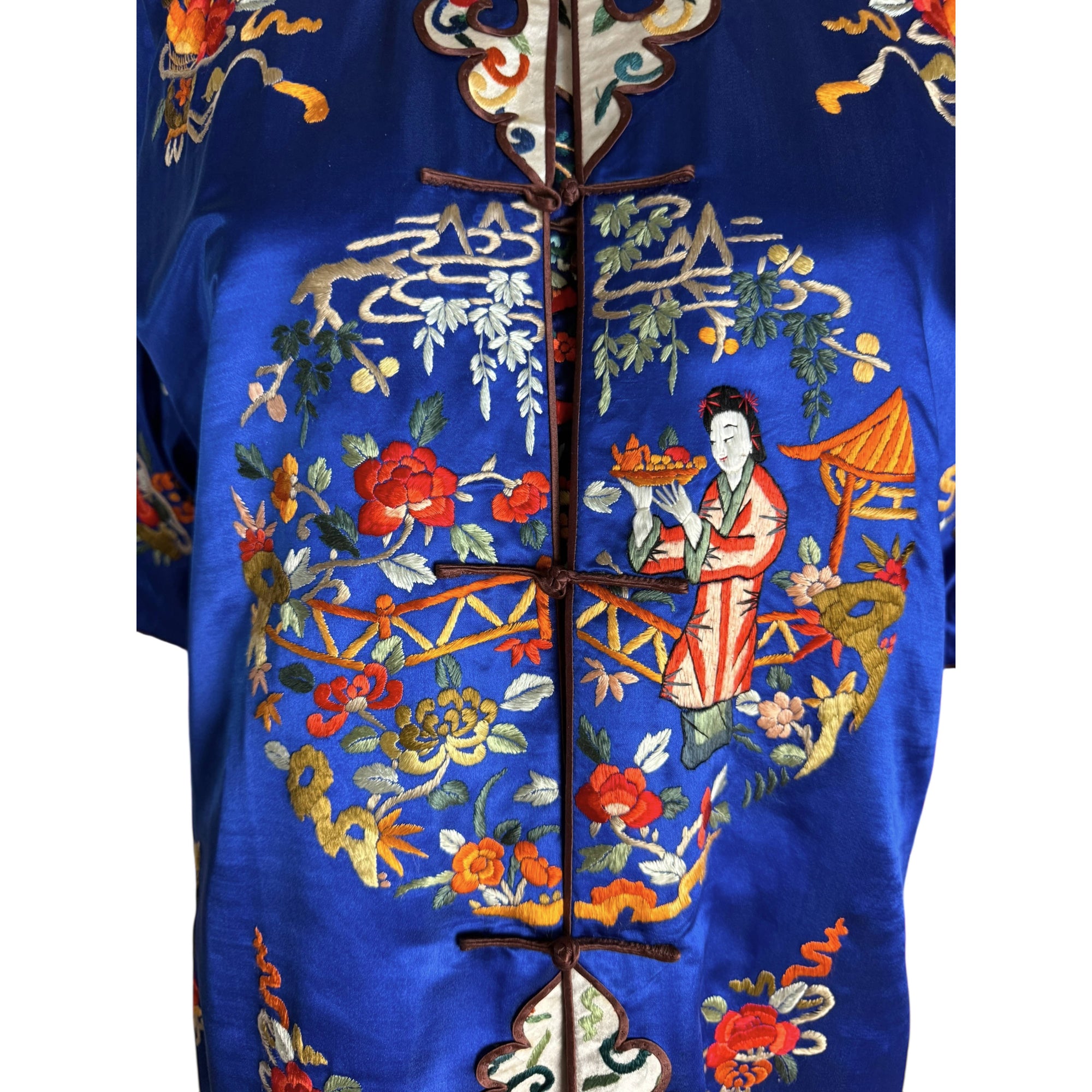 Vintage Chinese Pyjama and Robe Set Pure Silk Embroidered