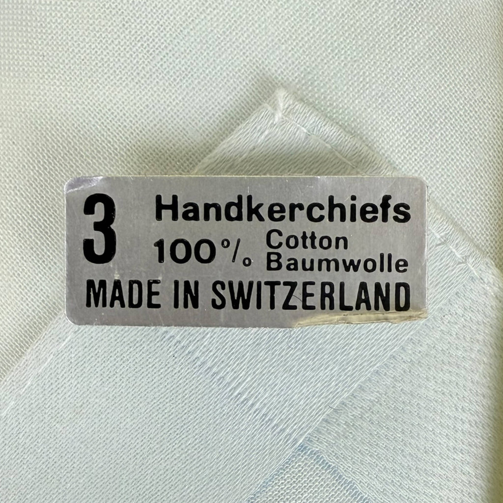 3 Vintage 1960s Swiss Hankies Unused Cotton Embroidered Handkerchiefs NIP