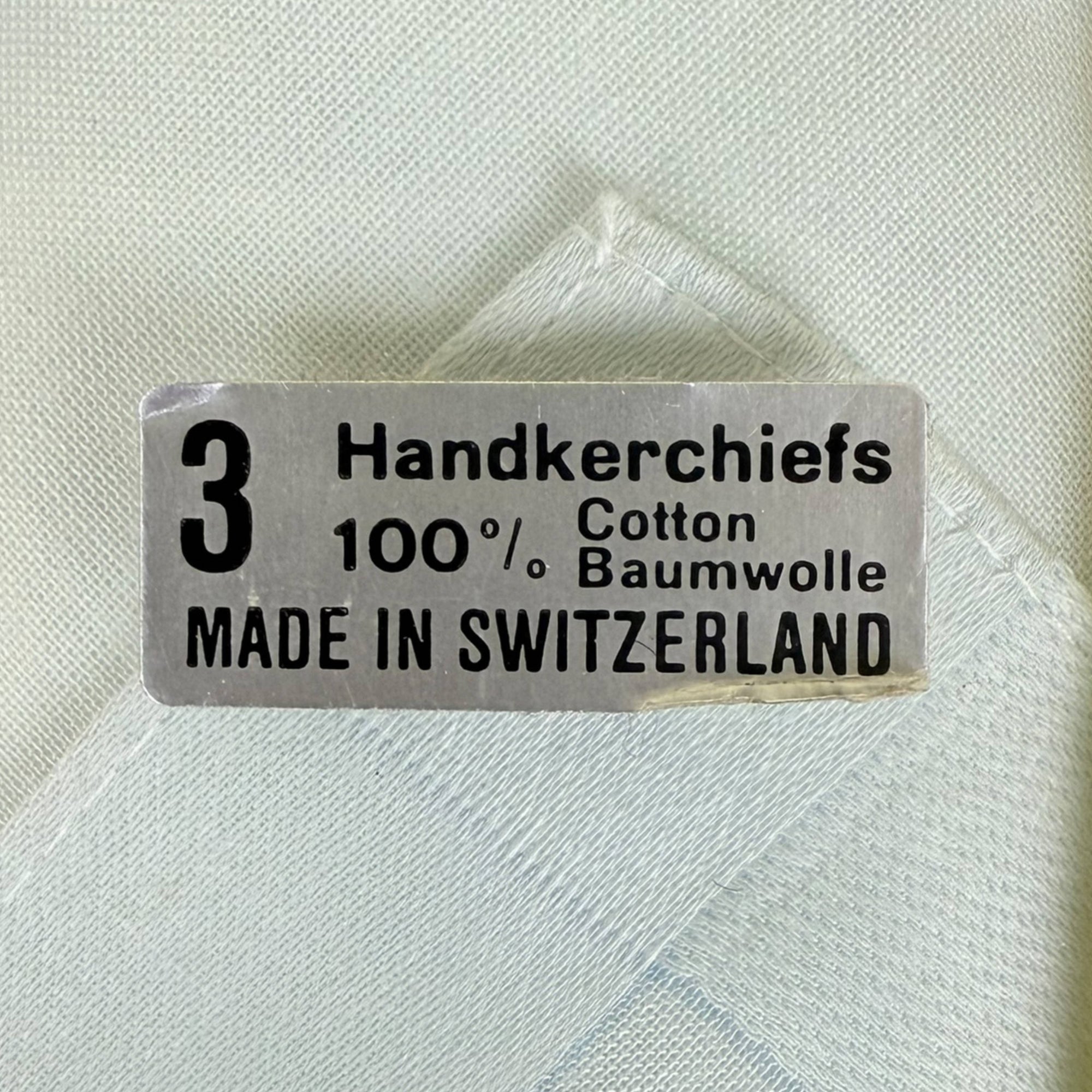 3 Vintage 1960s Swiss Hankies Unused Cotton Embroidered Handkerchiefs NIP