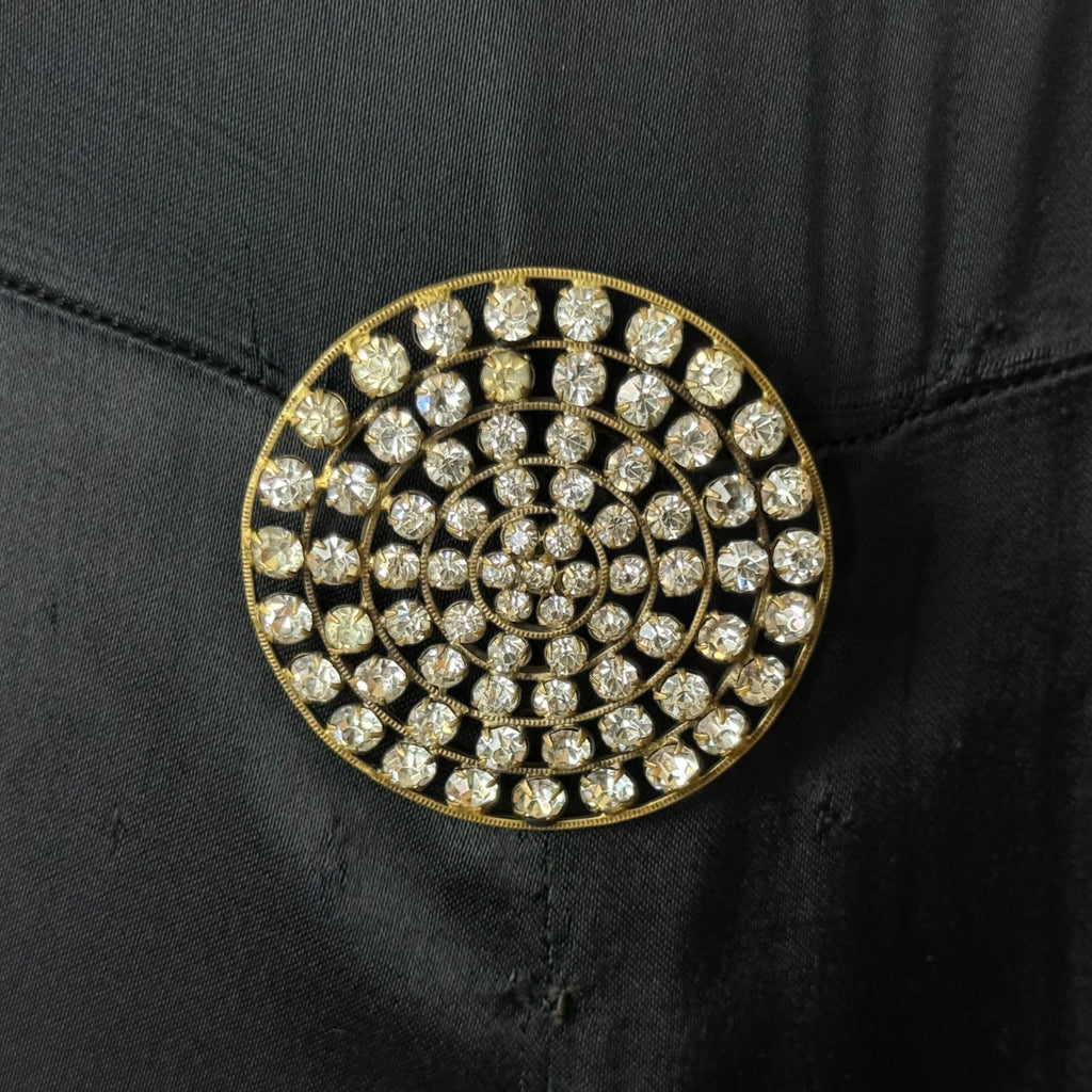 Vintage 1930s Evening Gown in Satin and Netted Lace Size L