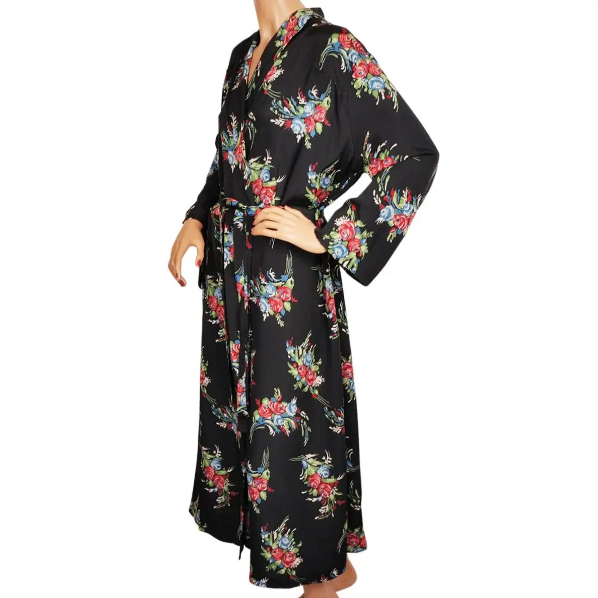 Vintage 1940s Ladies Dressing Gown Floral Chintz Robe Size L