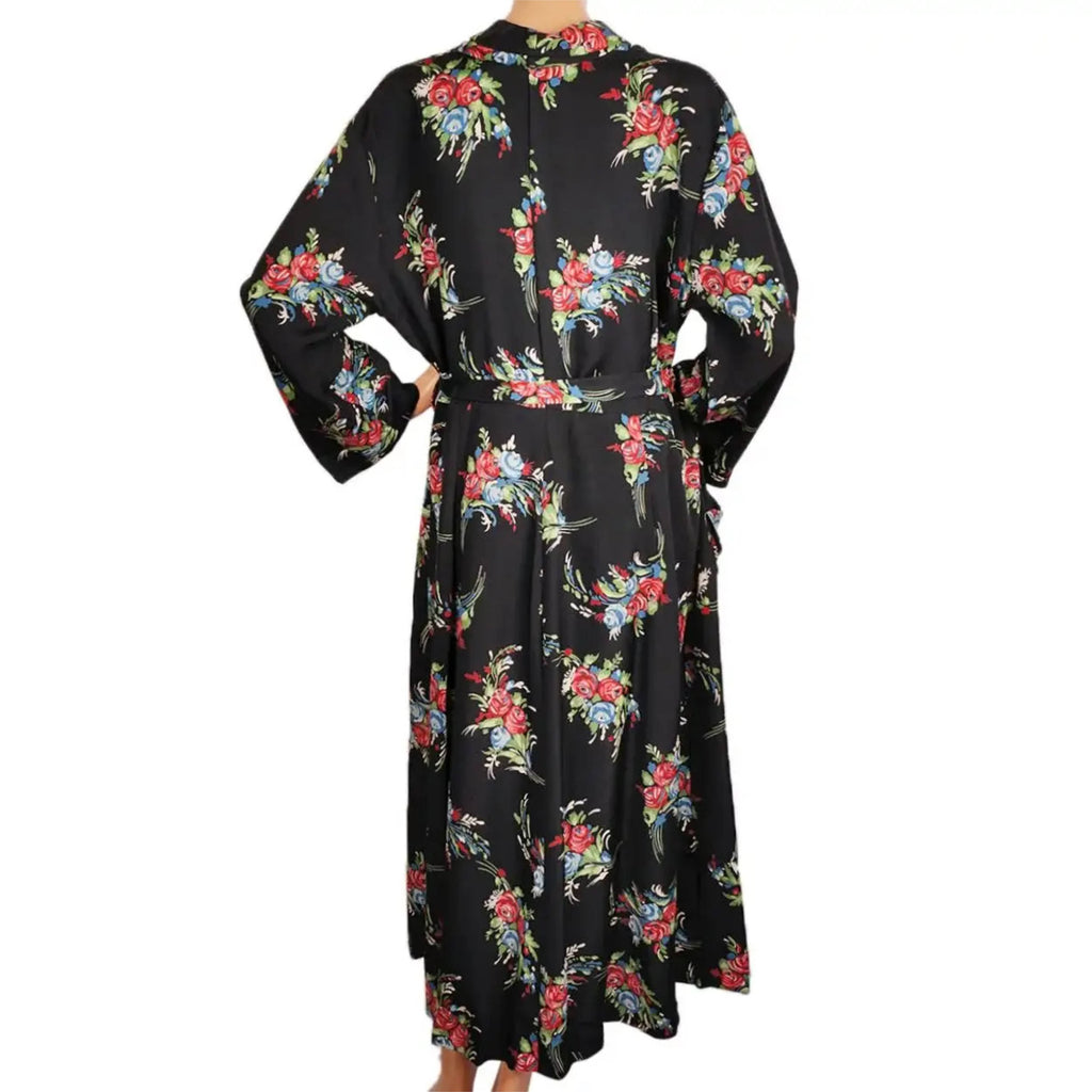 Vintage 1940s Ladies Dressing Gown Floral Chintz Robe Size L